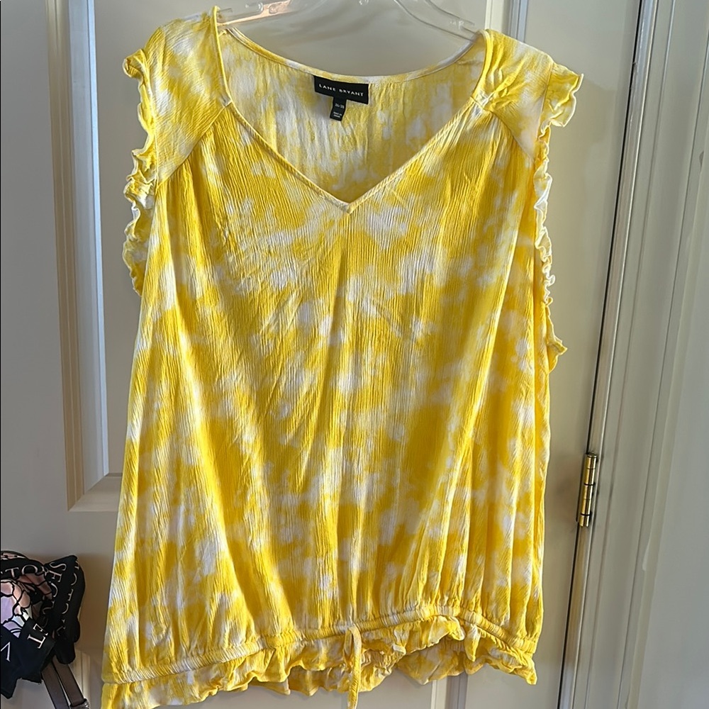 LANE BRYANT Yellow Tie-Dye Women's plus size Blouse Top 26/28